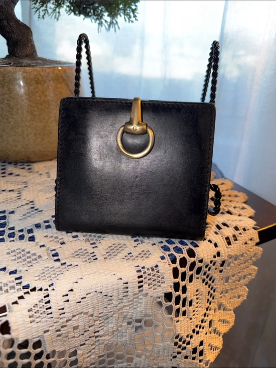 Gucci Handbags - Gucci Black Leather Wallet with Gold Ring Hardware